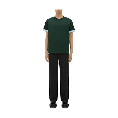 Bottega Veneta FW23 Green Solid Crew Neck Short Sleeve T-Shirt 744998V16E03136