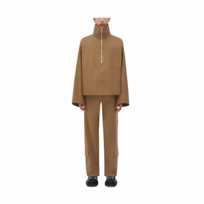 Bottega Veneta FW23 Oversized Half-Zip Jacket Khaki 772252VKUM09766