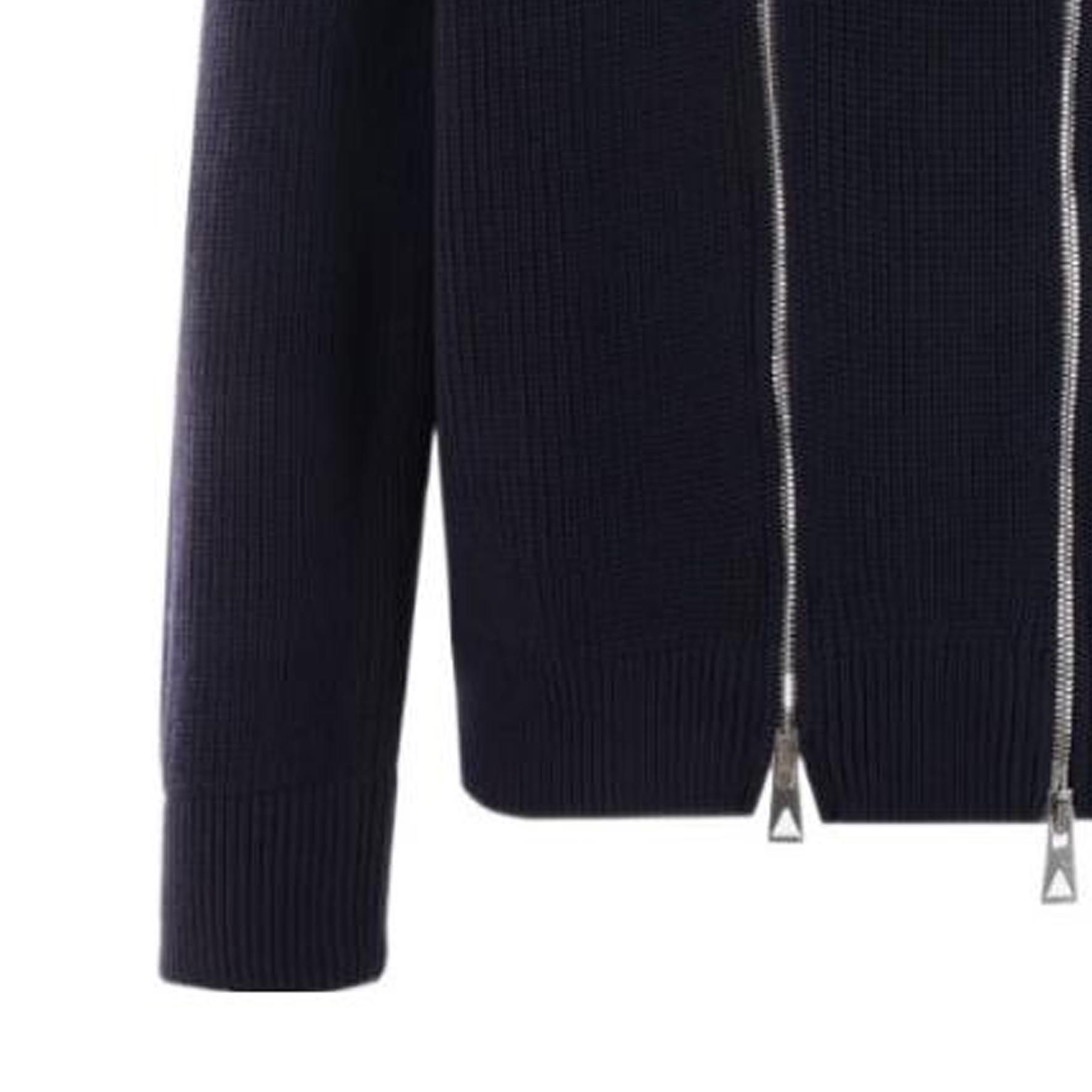 Details for 보테가 베네타 FW23 솔리드 하이넥 더블 지퍼 니트 스웨터 블루 772557V2MQ04121