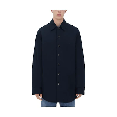 Bottega Veneta FW23 Solid Single-Breasted Navy Blue Long Sleeve Jacket Men. 778655VF4K04121