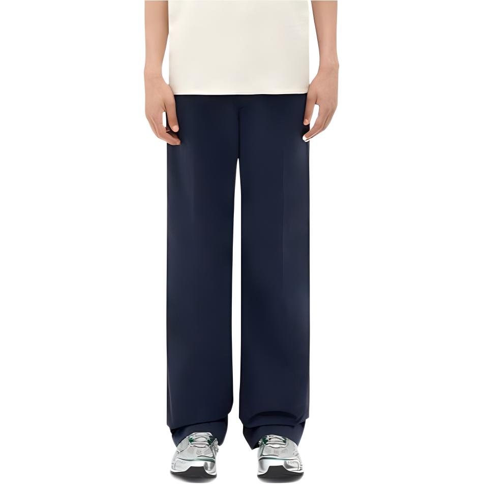 Bottega Veneta FW23 Solid Wide-Leg Zip Casual Pants Navy Blue. 761316VF4KO4030