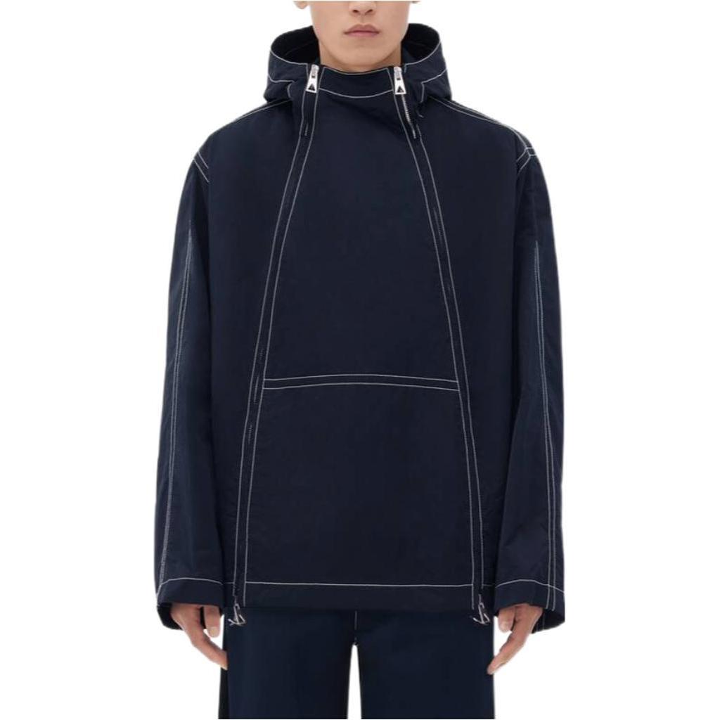 Bottega Veneta FW23 Stitch Double-Zip Hoodie Jacket Navy Blue 773098VF4K04121