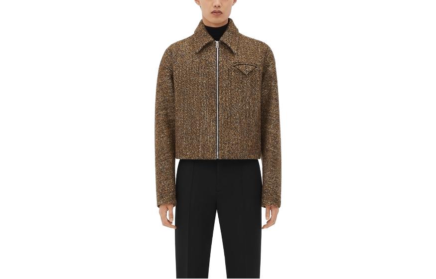 Bottega Veneta FW23 Textured Speckled Zip-Up Jacket Rust Brown 646907V3FG02199
