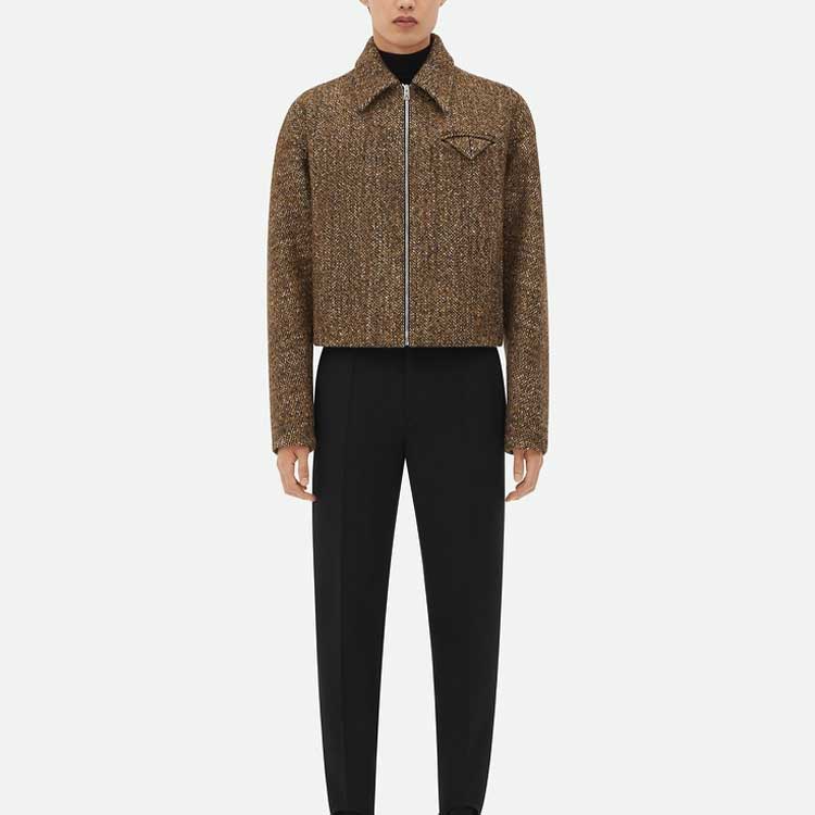 Shop Bottega Veneta FW23 質感斑點拉鍊夾克-赤褐色 646907V3FG02199