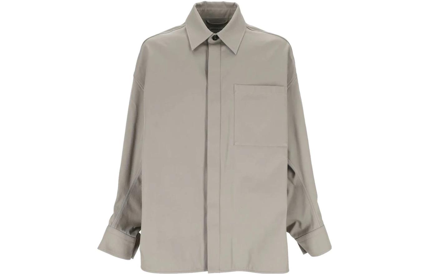 Bottega Veneta Gray Loose-Fit Long Sleeve Jacket with Collar 761431V2T108390