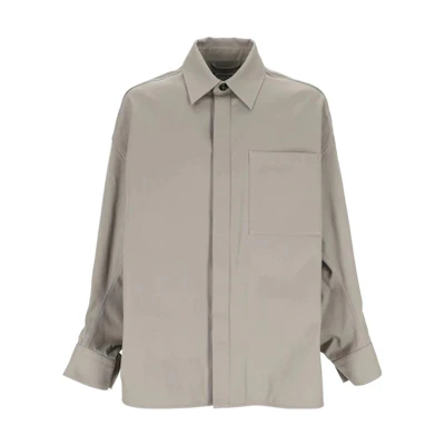 Bottega Veneta Gray Loose-Fit Long Sleeve Jacket with Collar 761431V2T108390
