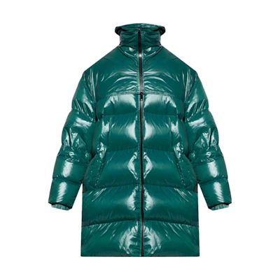 Bottega Veneta Green Hooded Down Jacket Mid-Length Outerwear 6597727V0Y603051
