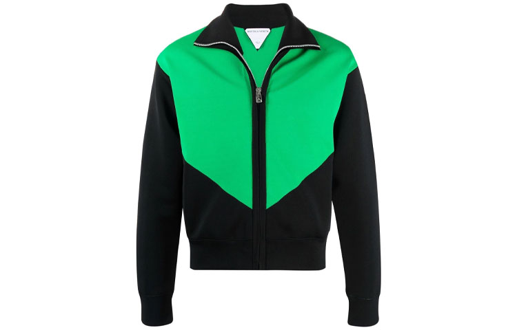 Bottega Veneta Green Patchwork Zip-Up Long-Sleeve Jacket 665908V0C101076