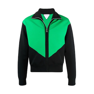 Bottega Veneta Green Patchwork Zip-Up Long-Sleeve Jacket 665908V0C101076