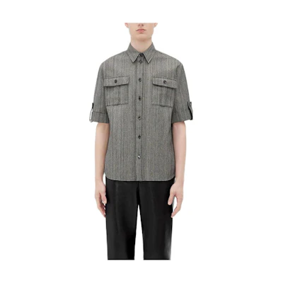 Bottega Veneta Grey SS23 Short Sleeve Shirt with Pockets and Collar 737027V2UC01205