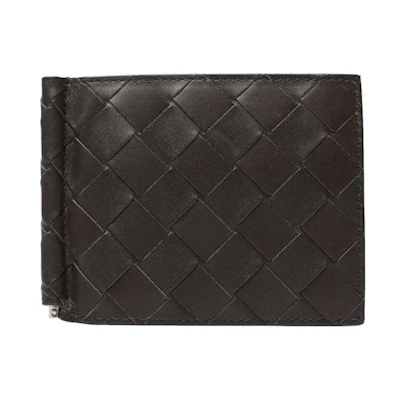 Bottega Veneta Intrecciato Bill Clip Wallet Brown/Teal