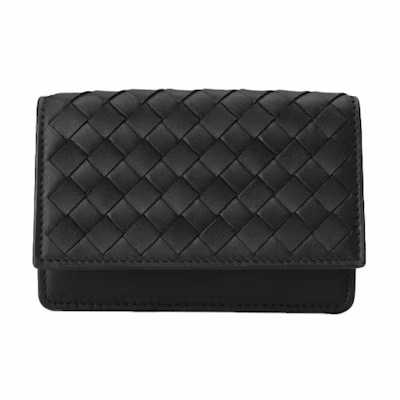 Bottega Veneta Intrecciato Leather Card Case Black
