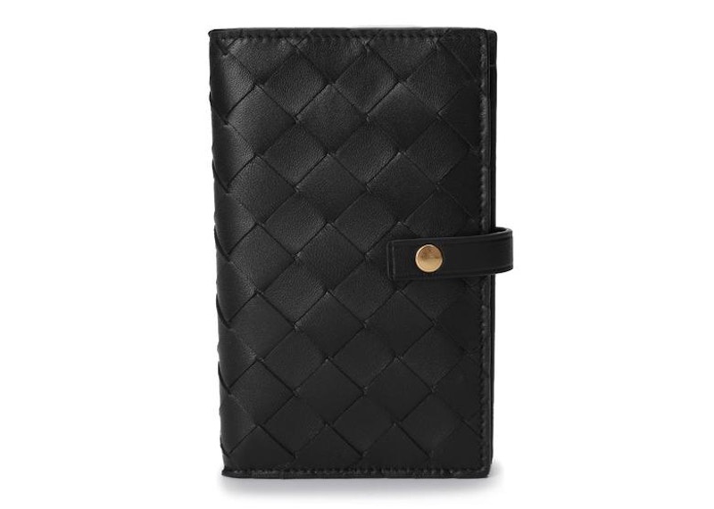 Bottega Veneta Intrecciato Weave French Wallet Black