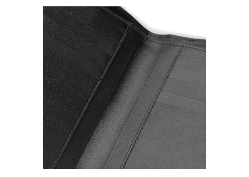 Lookbook ボッテガ・ヴェネタイントレチャート編みフレンチウォレット ブラック