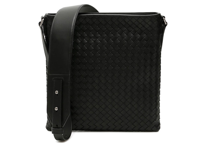 Bottega Veneta Intrecciato Weave Messenger Bag Black