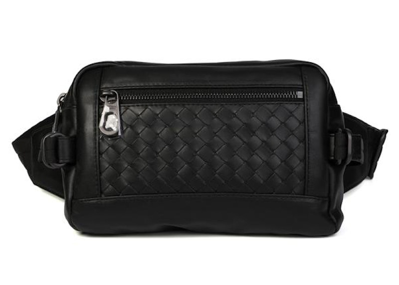 Bottega Veneta Intrecciato Weave Square Belt Bag Black