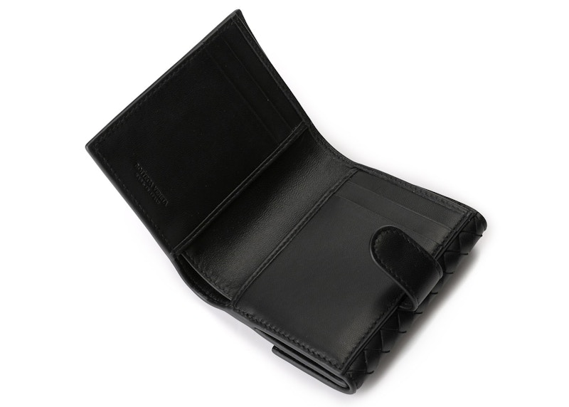 Lookbook ボッテガヴェネタイントレチャート編み込みミニウォレット ブラック