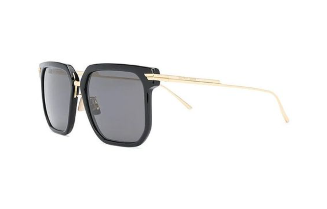 Bottega Veneta Irregular Sunglasses for Men Black with Engraved Temple Logo. BV1083SA 001