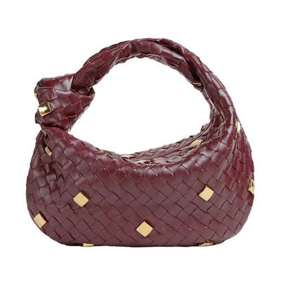Bottega Veneta Jodie Shoulder Bag Teen Metallic Embellishment Barolo