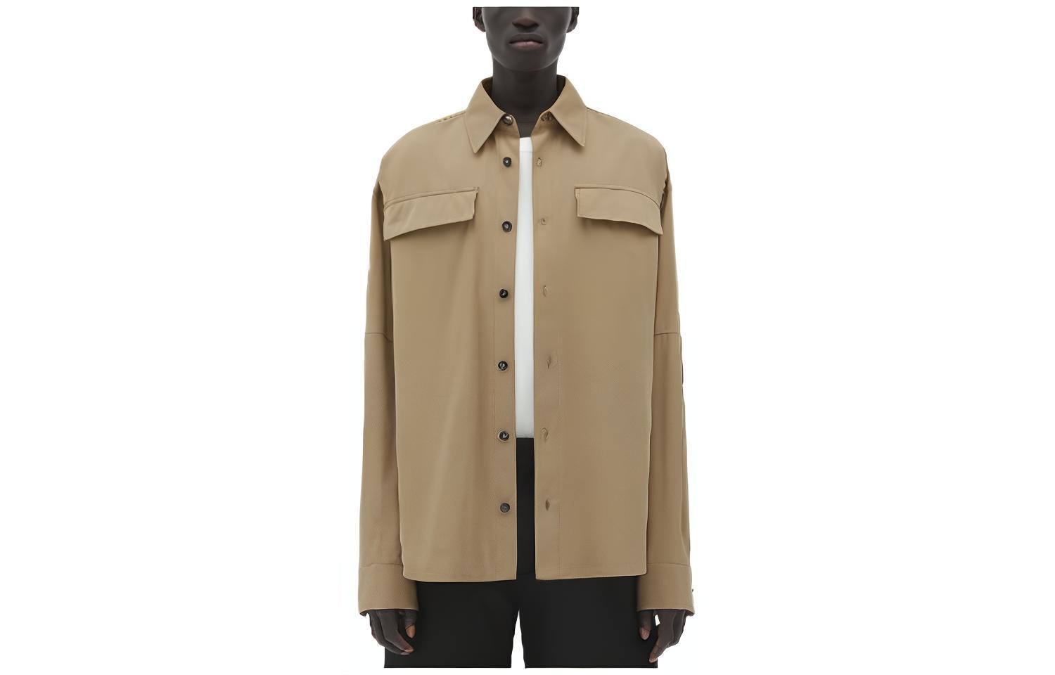 Bottega Veneta Khaki Solid Long-Sleeve Shirt SS23 748811VA5Y09733