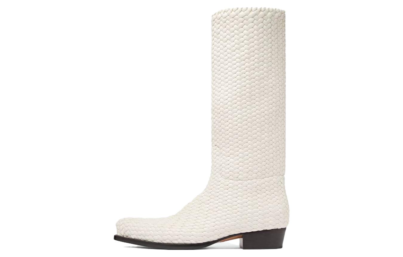 Bottega Veneta Lamb Leather Pointed-Toe Boots 'White CMFT'