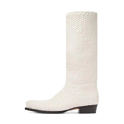 Bottega Veneta Lamb Leather Pointed-Toe Boots 'White CMFT'