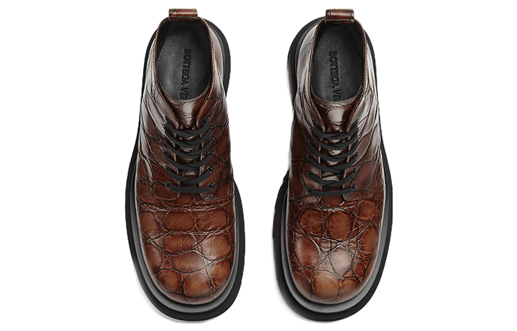 Order Bottega Veneta Boots Kulit Embos Aligator Tali 'Merah Coklat' 730224V2LS02501