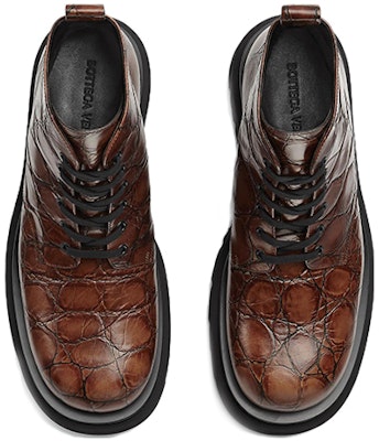 Bottega Veneta Leather Crocodile Embossed Lace-Up Boots 'Red Brown' 730224V2LS02501 Order Bottega Veneta Leather Crocodile Embossed Lace-Up Boots 'Red Brown' 730224V2LS02501