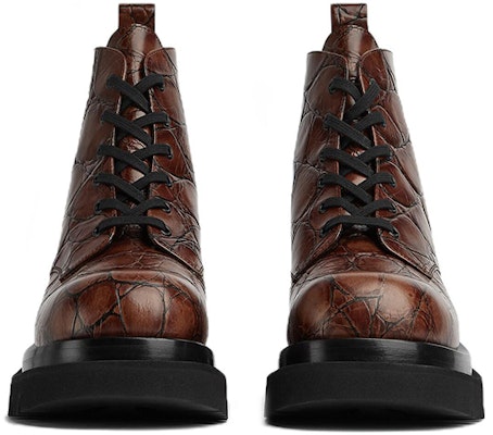 Bottega Veneta Leather Crocodile Embossed Lace-Up Boots 'Red Brown' 730224V2LS02501 Lookbook Bottega Veneta Leather Crocodile Embossed Lace-Up Boots 'Red Brown' 730224V2LS02501