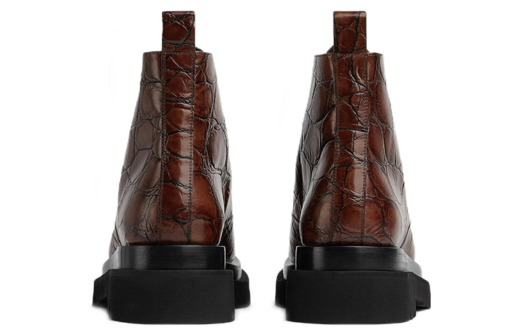 Shop Bottega Veneta Boots Kulit Embos Aligator Tali 'Merah Coklat' 730224V2LS02501