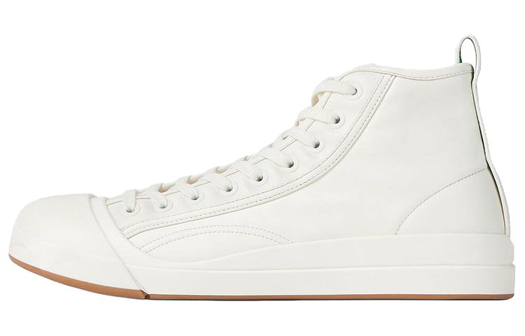 Buy 葆蝶家白色高帮皮革系带运动鞋 763733V3HB09122