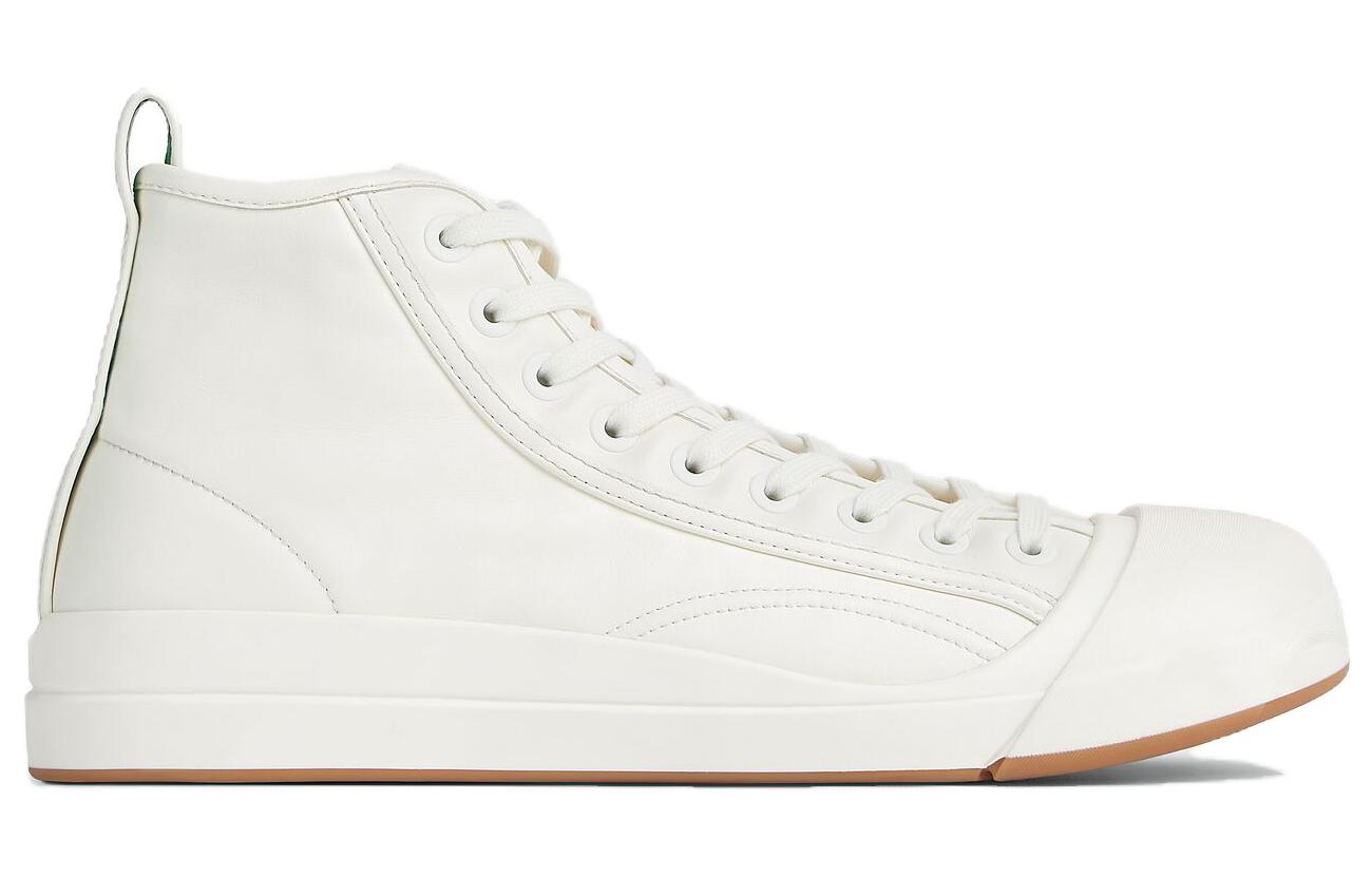 Order 葆蝶家白色高帮皮革系带运动鞋 763733V3HB09122