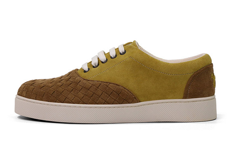 Buy Bottega Veneta 黄棕色皮革系带低帮运动鞋 258957VFC012669