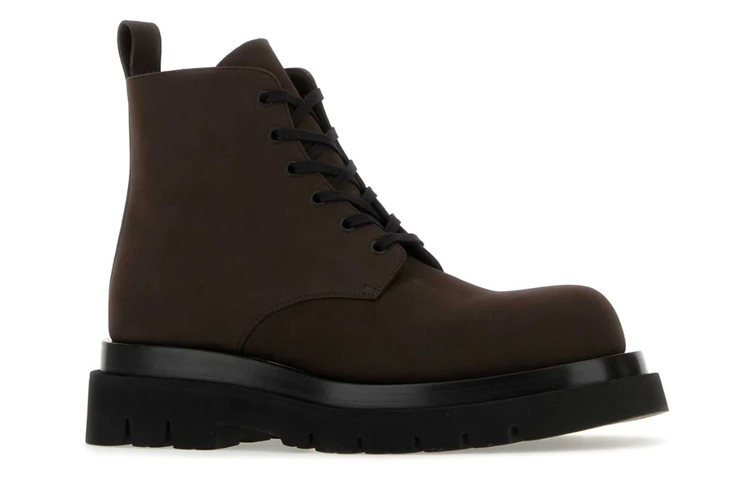 Bottega Veneta Leather Round-Toe Lace-Up Boots 'Brown' 圖 2