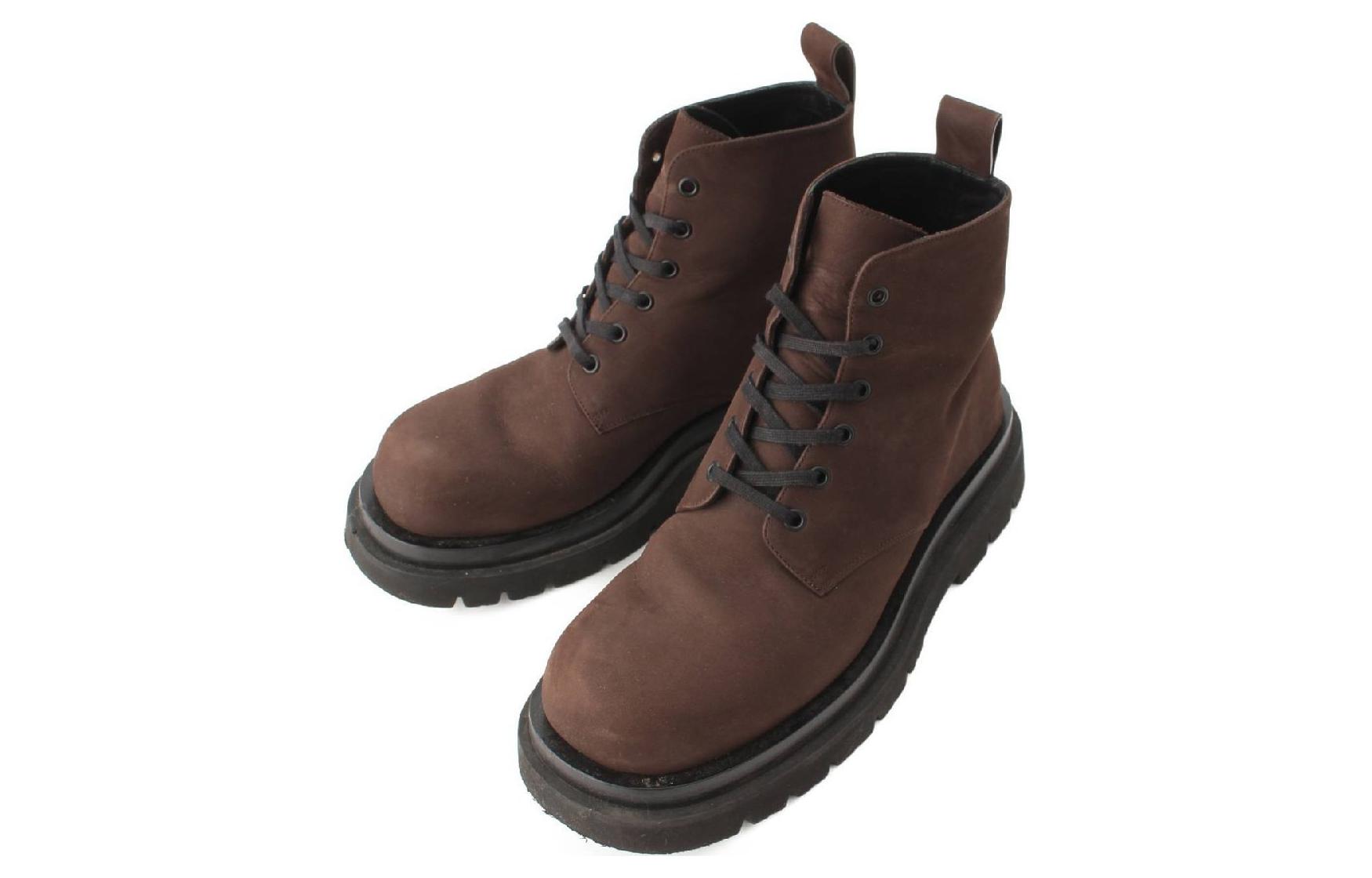 Bottega Veneta Leather Round-Toe Lace-Up Boots 'Brown' 圖 3