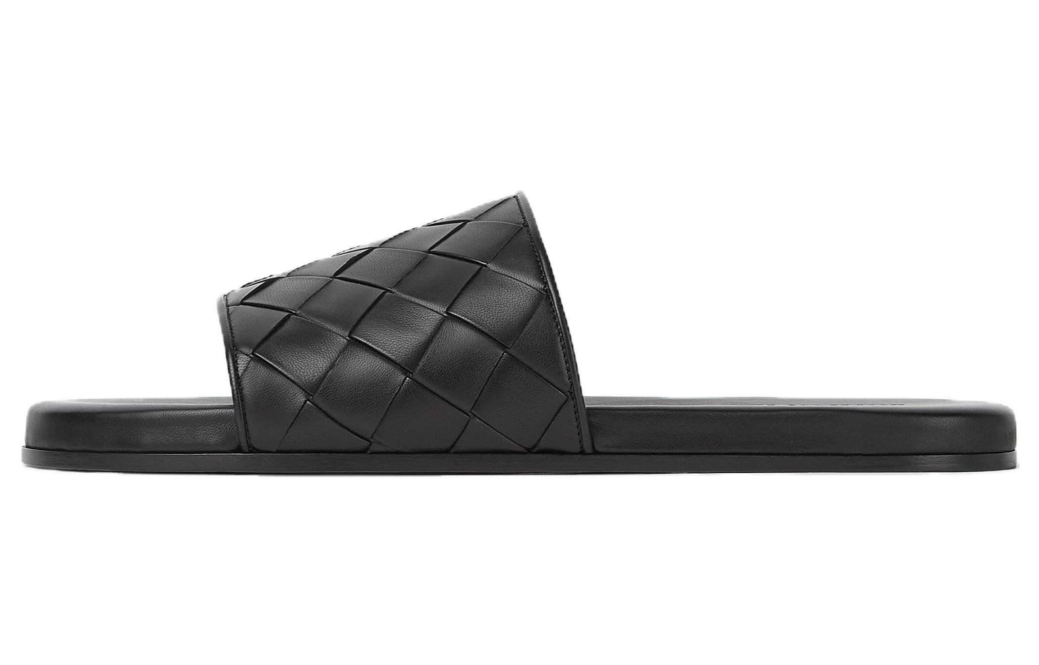 Buy 보테가 베네타 블랙 레더 슬라이드 775314V2ED01000