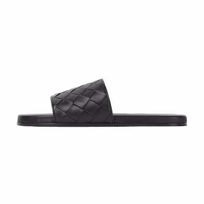 Bottega Veneta Leather Round-Toe Slide 'Black'