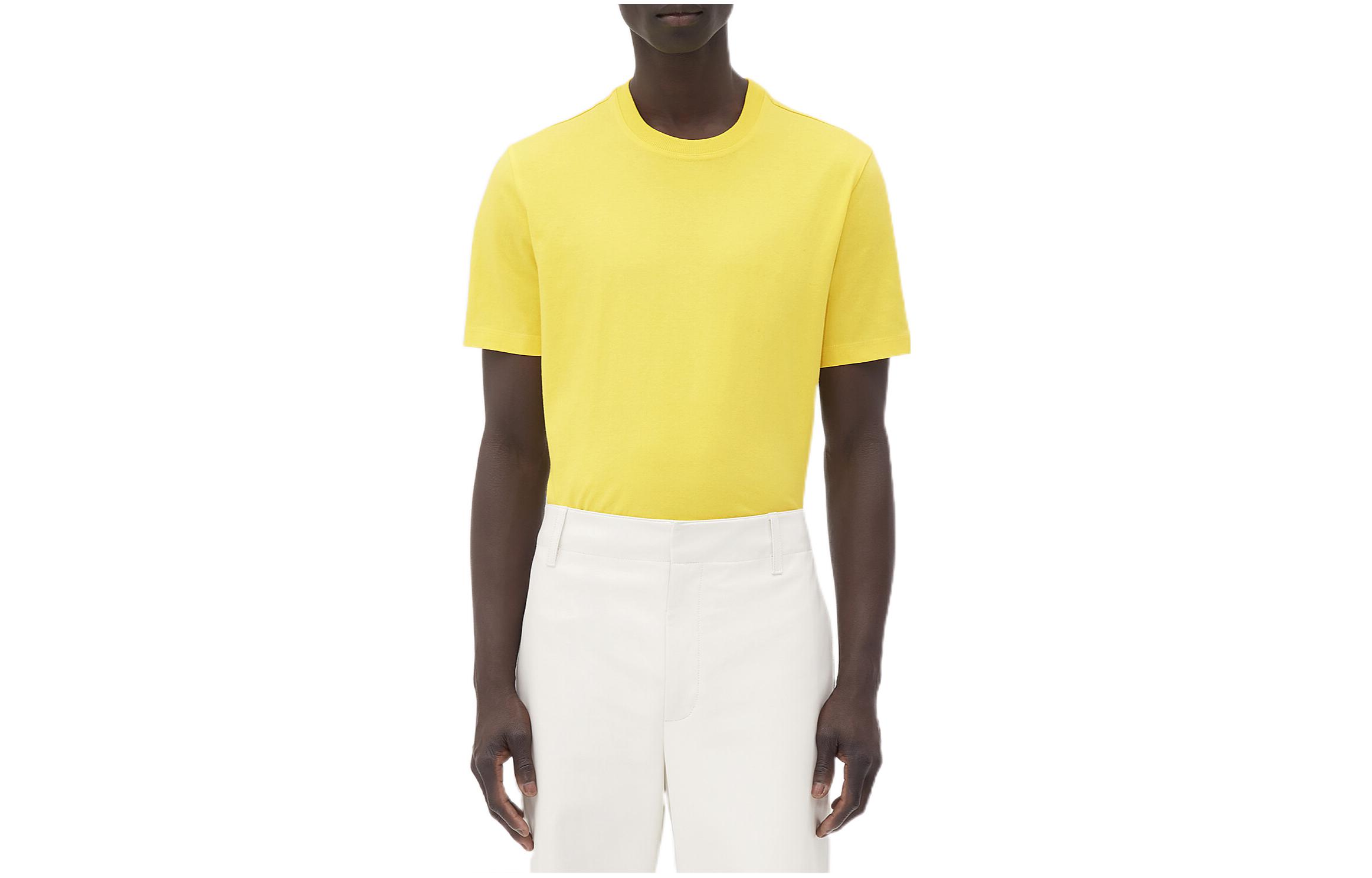 Bottega Veneta Lemon Yellow Plain Crewneck Loose T-Shirt 649055VF1U07400