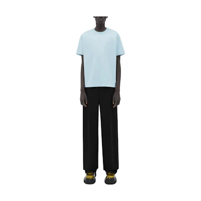 Bottega Veneta Light Blue Solid Cotton T-Shirt 744965VF1U04068