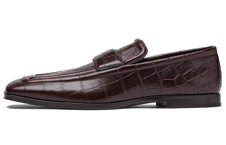 Bottega Veneta Loafers 'Embossed Leather Coffee'