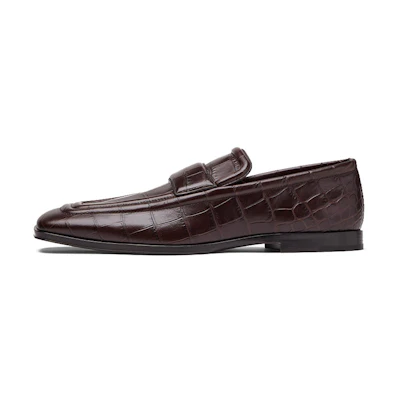 Bottega Veneta Loafers 'Embossed Leather Coffee'