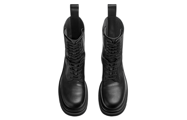 Lookbook Bottega Veneta Botas Lug de Cuero con Cordones 'Negro' 715516VBS501000