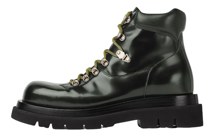 Buy Bottega Veneta Lug Leder Schnürstiefel ''Dunkelgrün'' 730230V20V03264