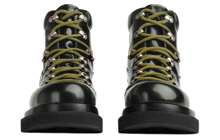 Lookbook Bottega Veneta Lug Leder Schnürstiefel ''Dunkelgrün'' 730230V20V03264