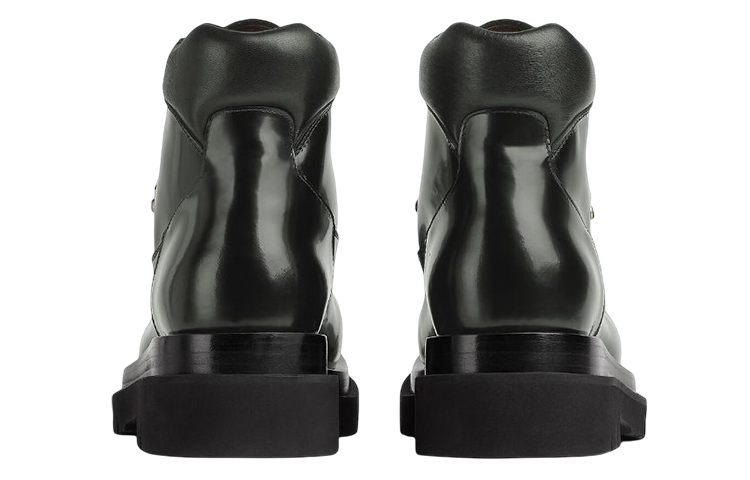 Shop Bottega Veneta Lug Leder Schnürstiefel ''Dunkelgrün'' 730230V20V03264