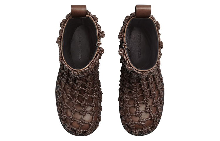 Order Bottega Veneta Lug Leather Woven Zip Boots 'Dark Chestnut' 716206VBS522287