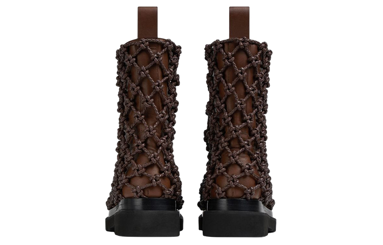 Shop Bottega Veneta Lug Leather Woven Zip Boots 'Dark Chestnut' 716206VBS522287