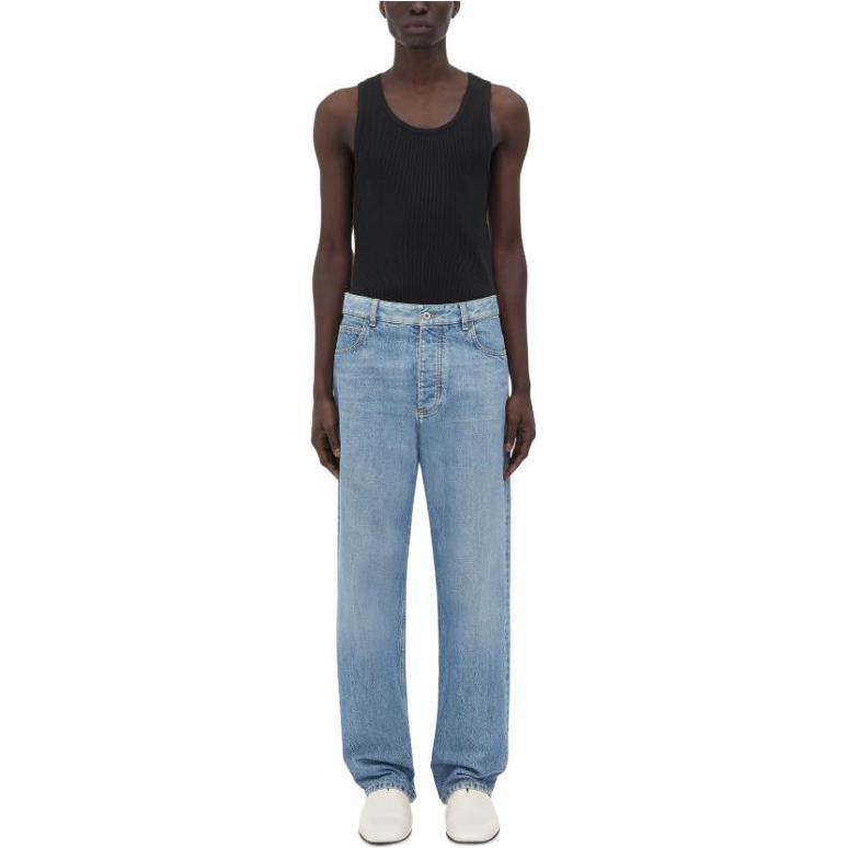 Bottega Veneta Men’s Washed Mid-rise Wide Leg Jeans Medium Blue SS24 740397V42W04715