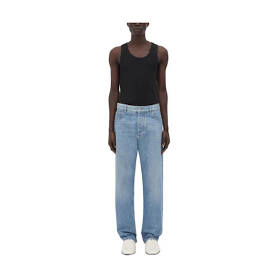 Bottega Veneta Men’s Washed Mid-rise Wide Leg Jeans Medium Blue SS24 740397V42W04715