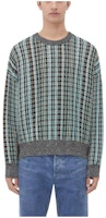 Bottega Veneta Mint Green Checkered Print Crewneck Sweater 792184V40M01191 Bottega Veneta Mint Green Checkered Print Crewneck Sweater 792184V40M01191
